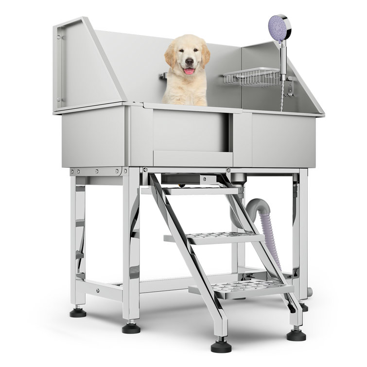 Bring Home Furniture Station de lavage pour chien en acier inoxydable avec rampe de porte